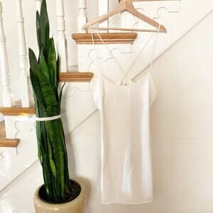 NWT NBD White Spaghetti Strap Back Cut-Out Women's Mini Slip Dress Size L